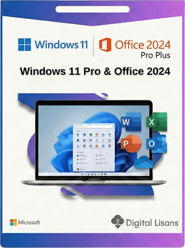 Windows 11 Pro + Office 2024 Windows 11 Pro ve Office 2024 Pro Plus dijital lisans paketi